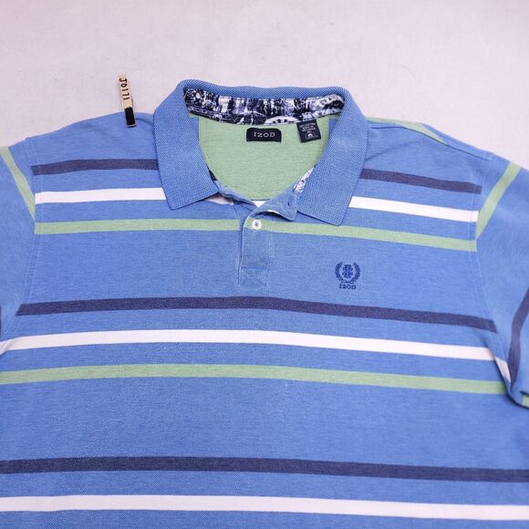IZOD Casual Collared Short Sleeve Polo Shirt Adult Mens Size XL Blue - Picture 1 of 12